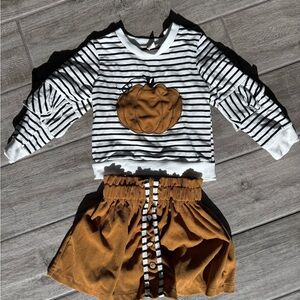 Pumpkin Striped Kids Thansgiving Set